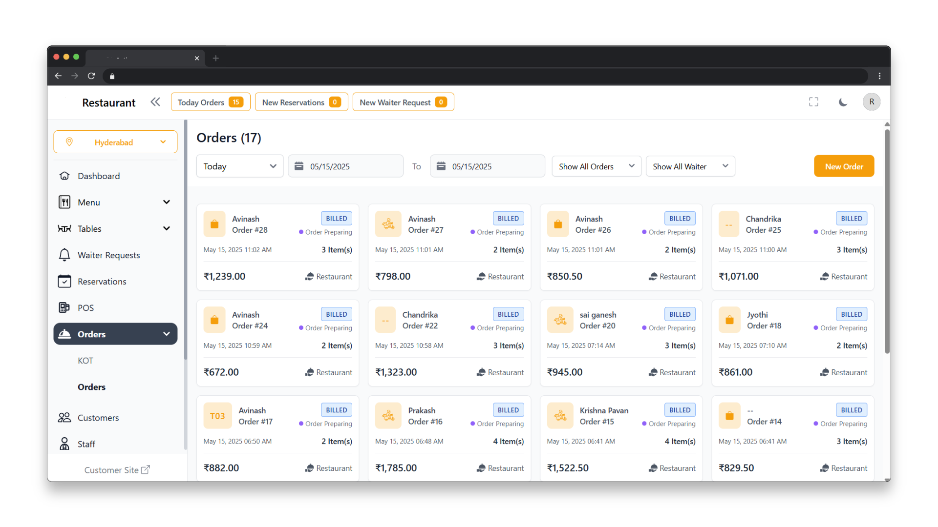 Home 9 The Order Details section offers a clear, organized summary of every order, ensuring full transparency and easy monitoring for both staff and customers.