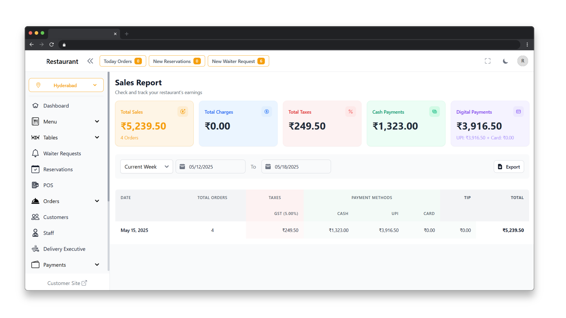 Home 35 Get real-time insights into your restaurant's earnings and performance.